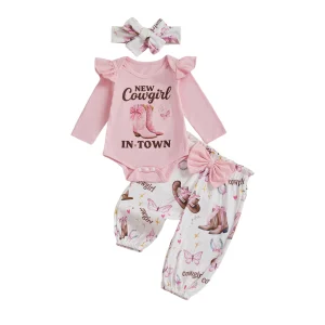 Western Outfits Romper with Headband